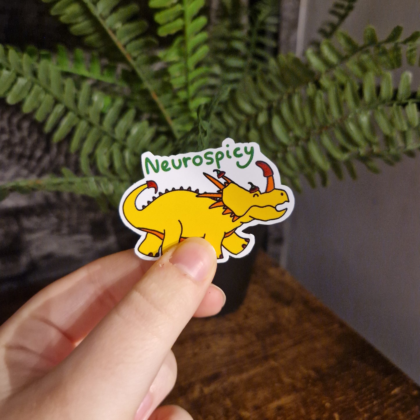 "Neurospicy" Pentaceratops Waterproof Glossy Sticker