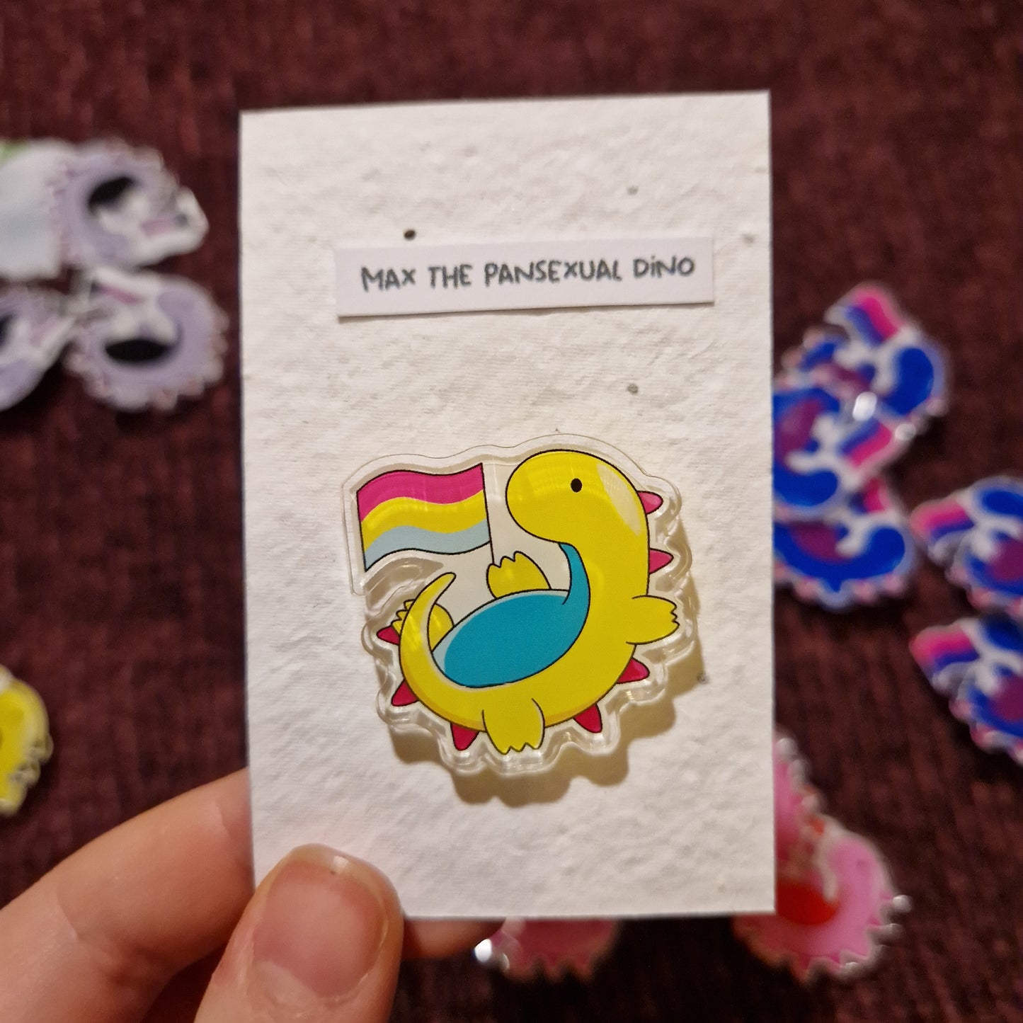 LGBTQ+ Dinosaur Acrylic Pin Badge