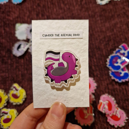 LGBTQ+ Dinosaur Acrylic Pin Badge