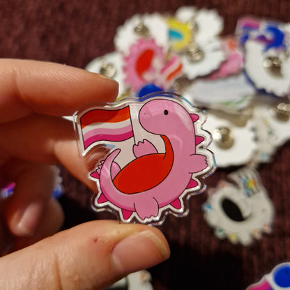 Damaged LGBTQ+ Dino Pins